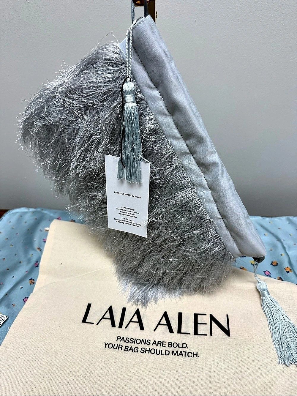 LAIA ALEN Silver Fringe Statement Clutch / Shoulder Bag